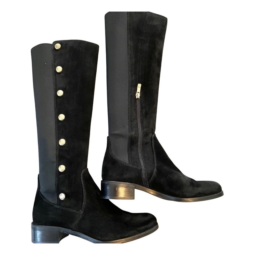 Vince Camuto Black Suede and Leather Knee high Boots- 9 1/2; 39 1/2 Like New